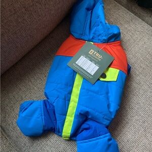 Blue and Red Dog Jacket with Hood